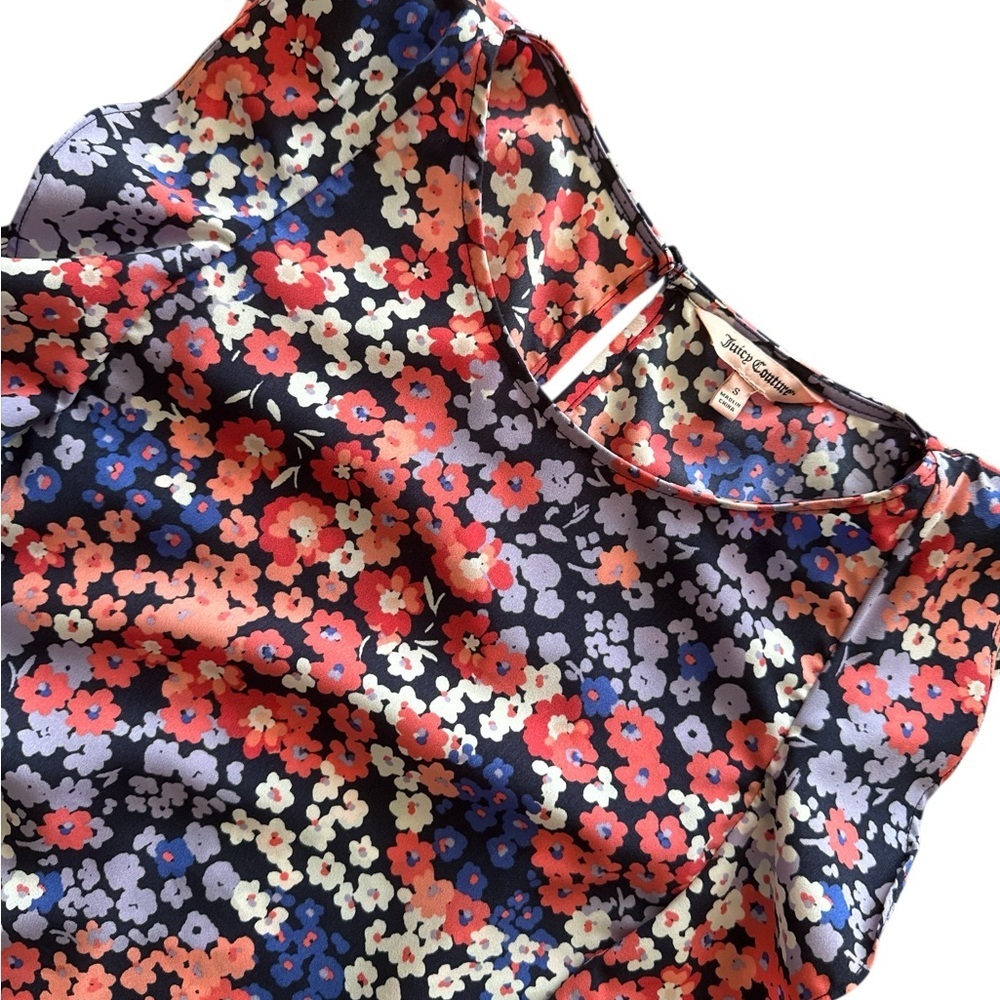 Juicy Couture Floral Sleeveless Blouse with Ruffles - Picture 3 of 4